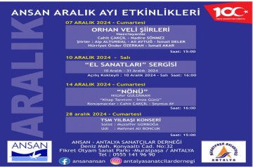 ARALIK AYI ETKİNLİK LİSTESİ YAYINDA